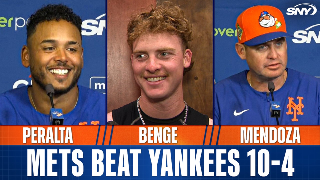 Freddy Peralta, Carson Benge and Carlos Mendoza on 10-4 win vs. Yankees