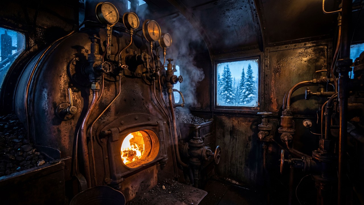 Roaring Flames + Train Sound 🔥  10hr Boiler Room Portal