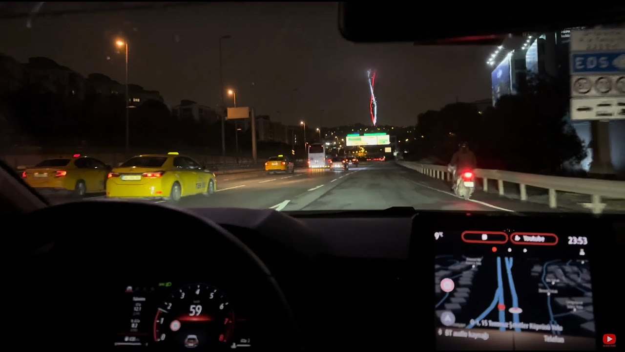 ASMR Driving In Light Rain At Night #28 No Talking - Istanbul Maslak #asmr #driving