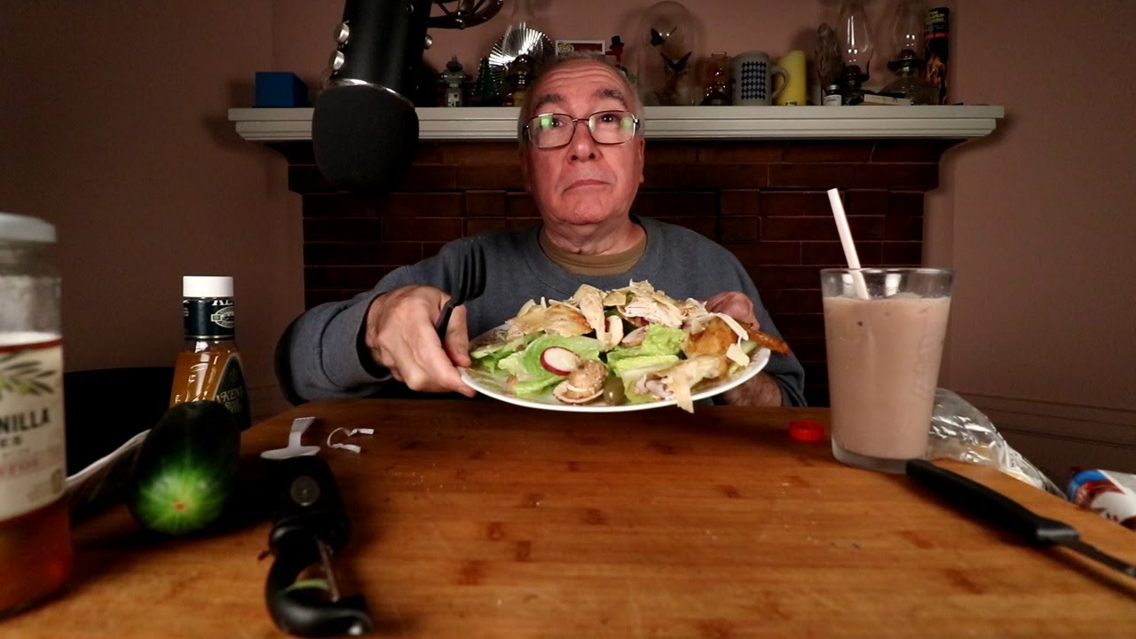 ASMR Making a Chicken Caesar Salad Whispering Mukbang