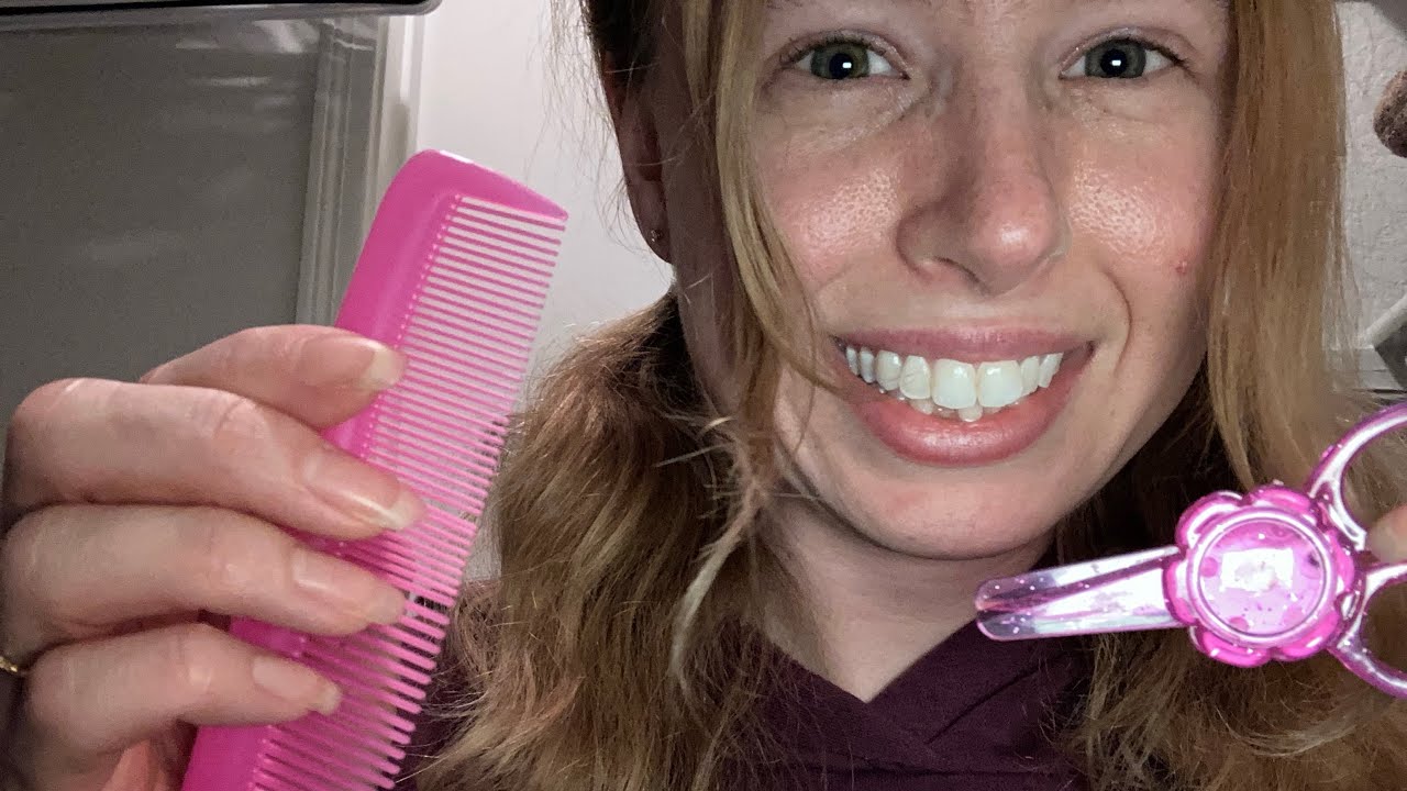 ASMR haircut with a comb and scissors