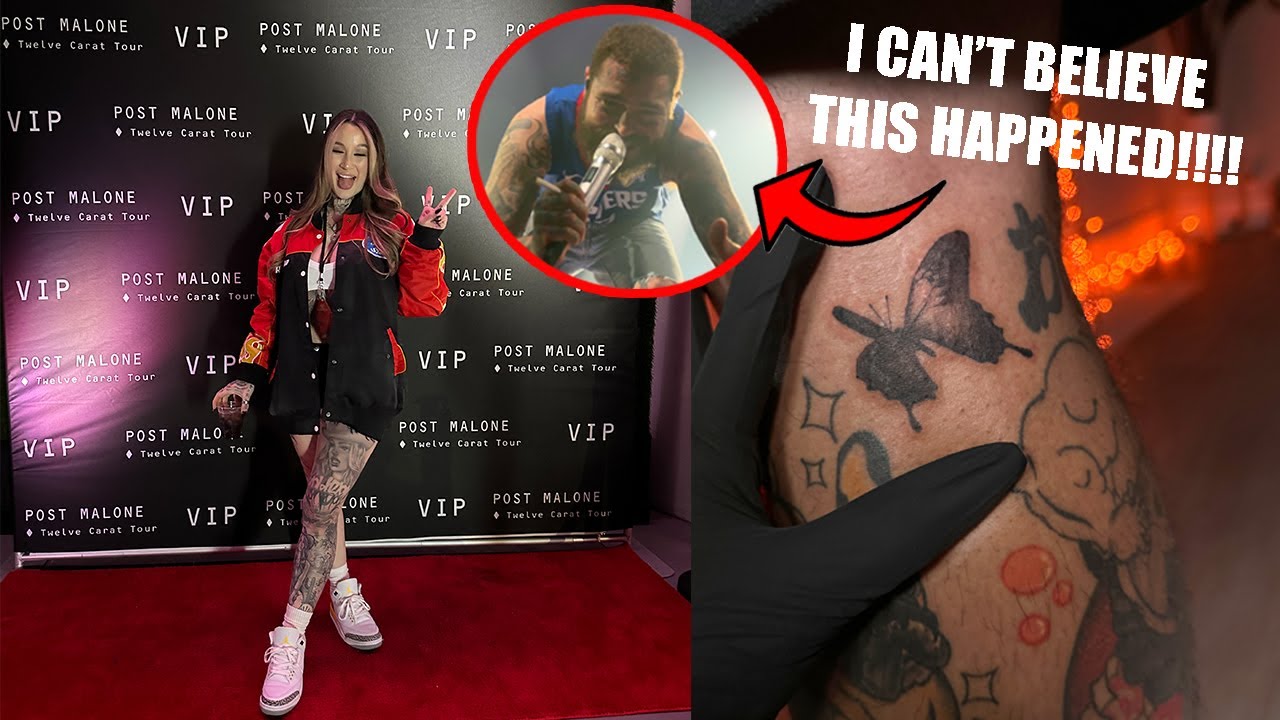 VIP with POST MALONE & tattooing posty's BUTTERFLY!!!!😭🦋🗡🖤