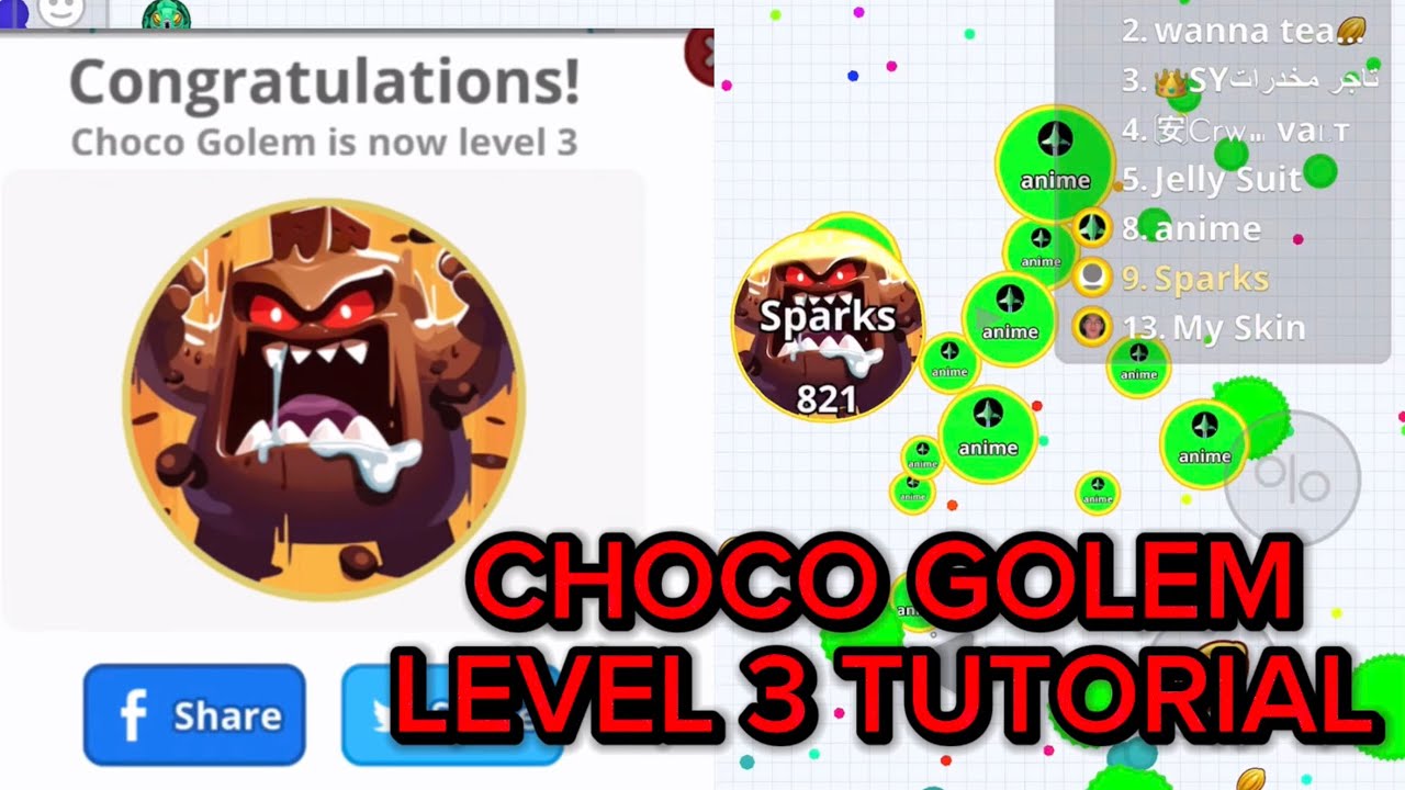 CHOCO GOLEM LEVEL 3 TUTORIAL (AGAR.IO CHOCO MOON EVENT)