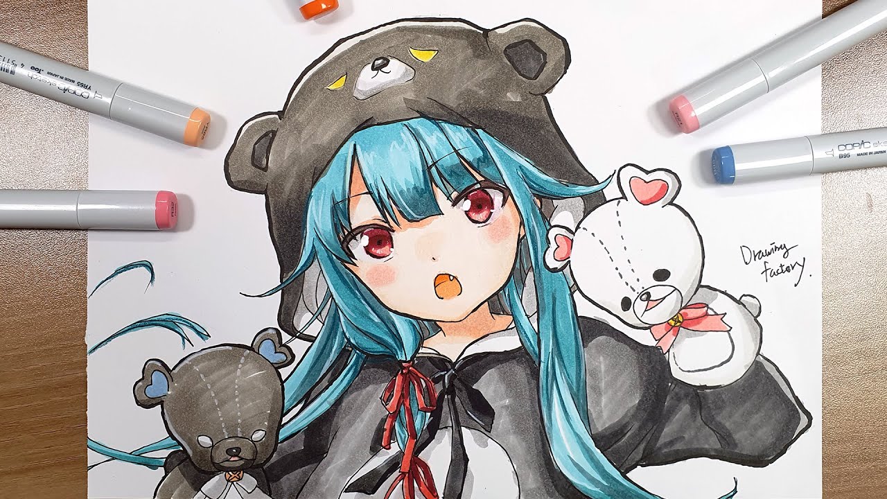 Drawing Yuna - Kuma Kuma Kuma Bear | くまクマ熊ベアー ユナ | 곰곰곰베어 유나 그리기