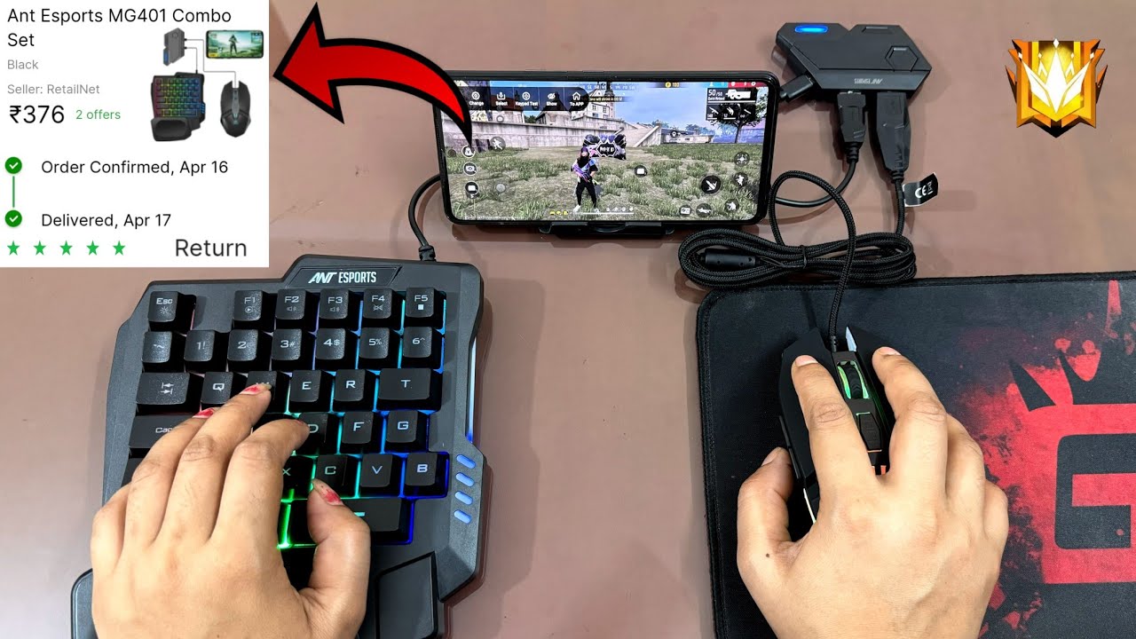 4 in 1 combo pack keyboard mouse usb controller || how to play free fire with ⌨️ &🖱in mobile @mixpro