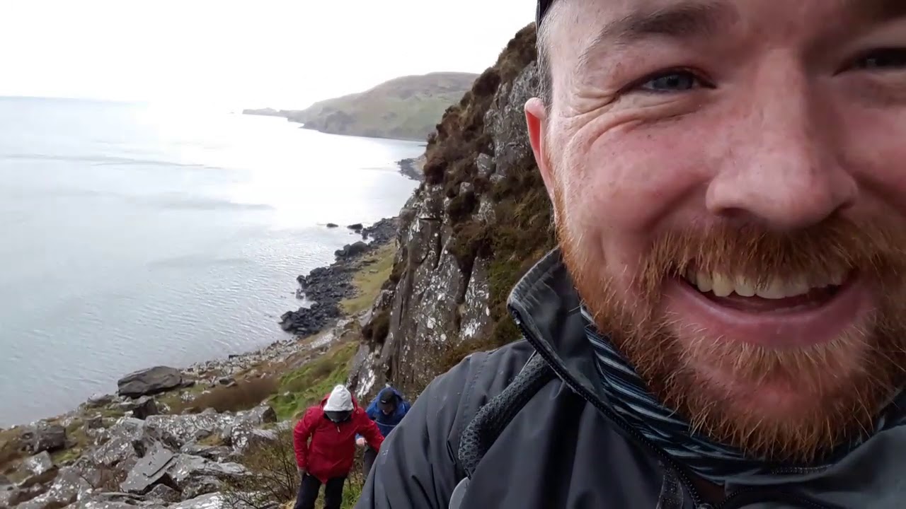 Scrambling in Fairhead Ballycastle the Grey Mans Path