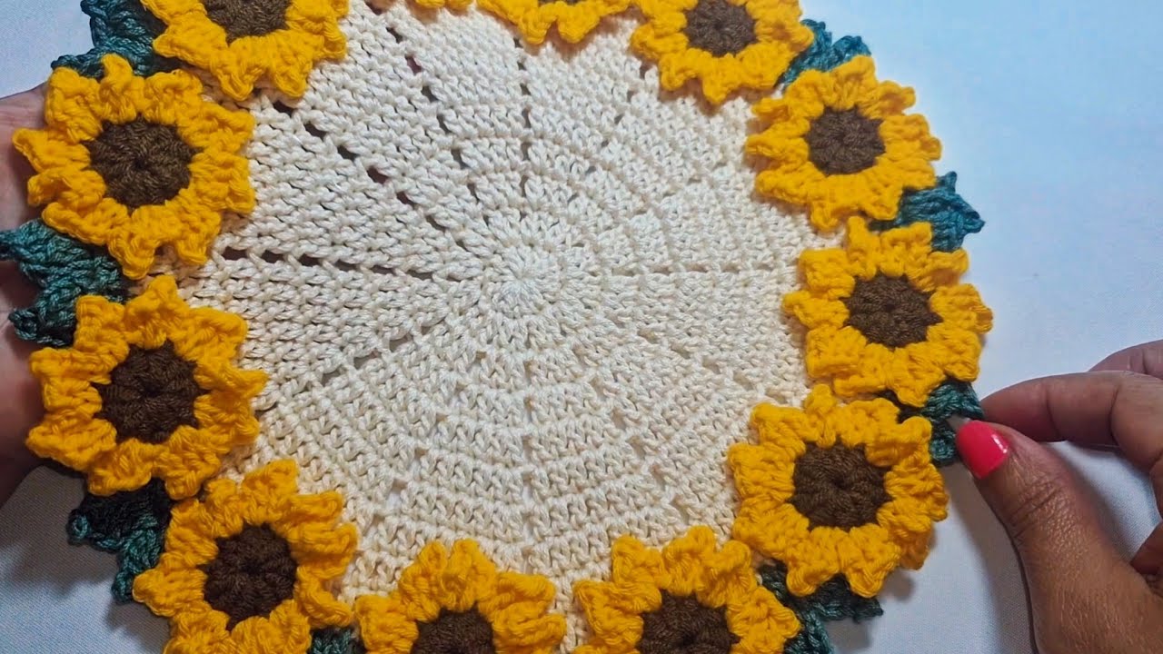 Individual de Mesa GIRASOLES a Crochet/Tutorial Paso a Paso