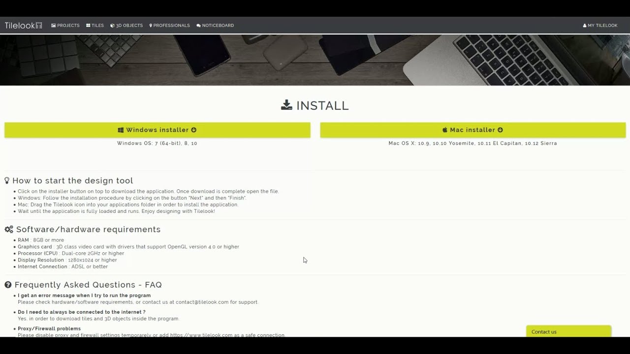 Register your account and install the Tilelook Design Tool