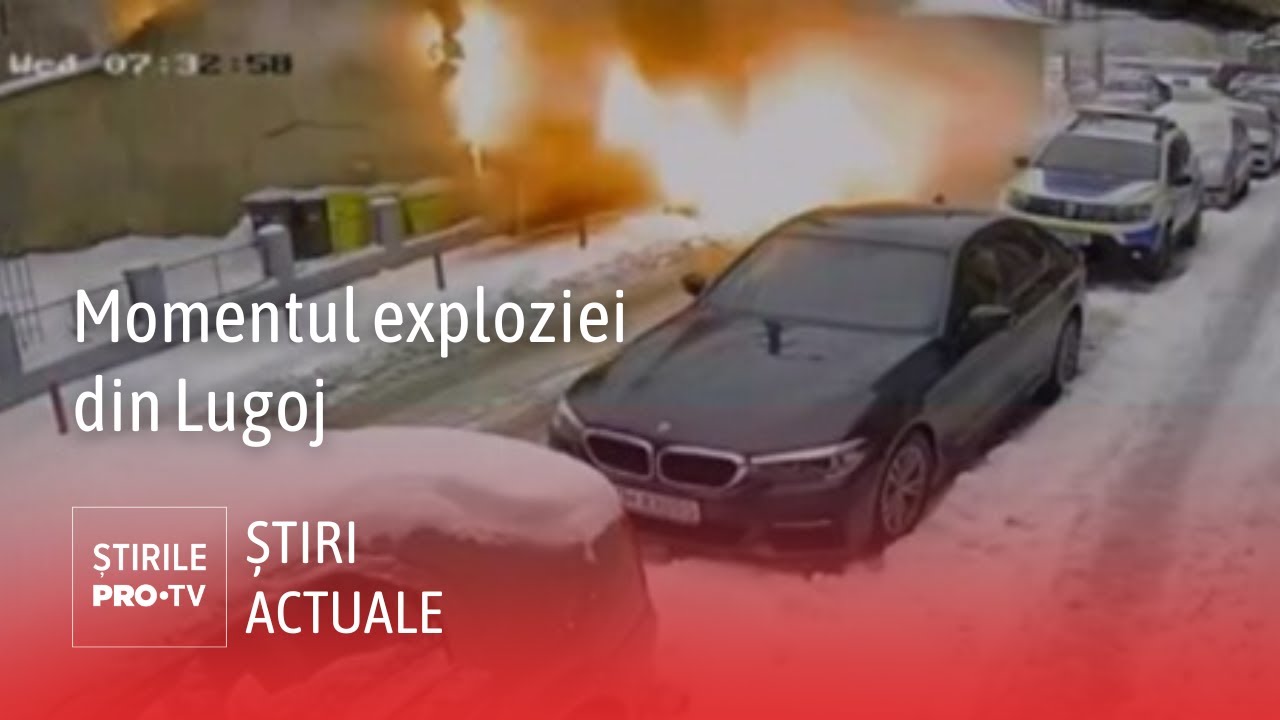 Momentul exploziei de la sediul Poliției Lugoj