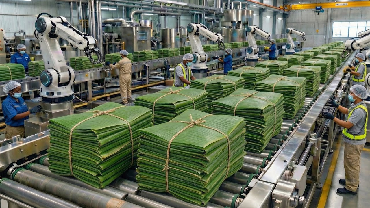 Inside Mega Banana Leaf Factory - How Banana Leaves are Processed Into Luxury Fabrics (Full Process)