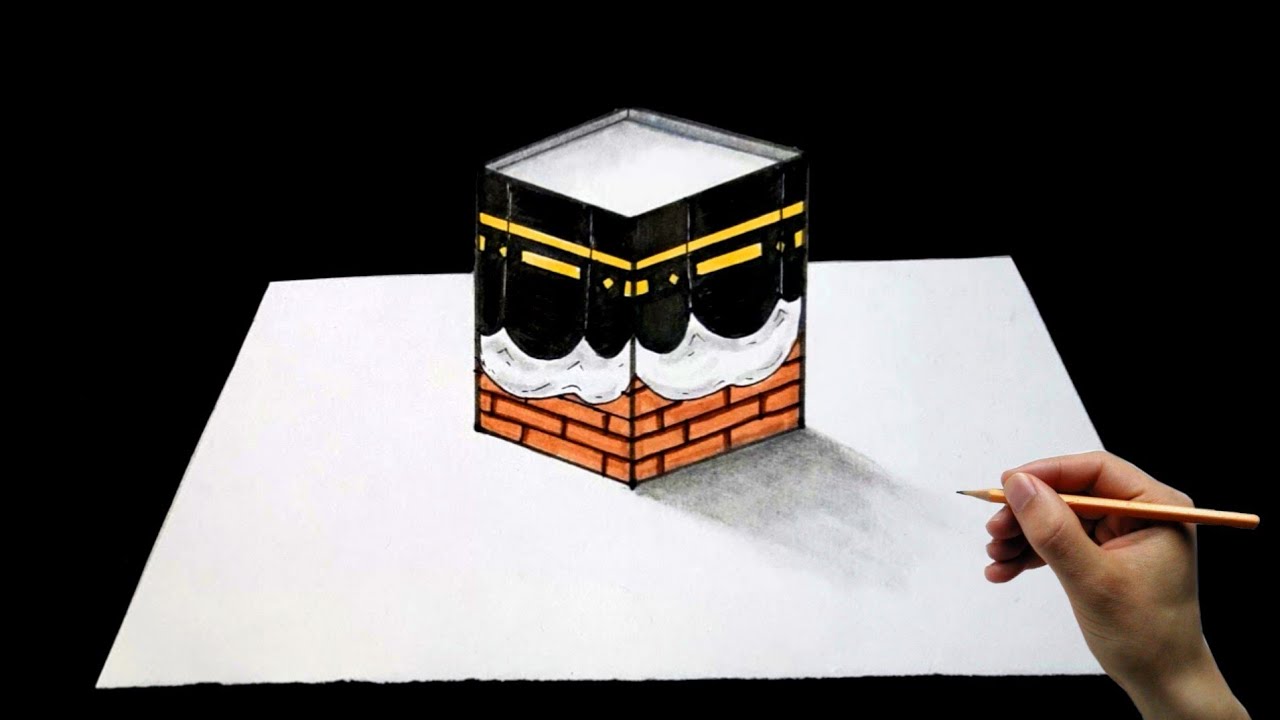 3D Kaaba Drawing Tutorial || Khana-E-Kaaba Drawing.