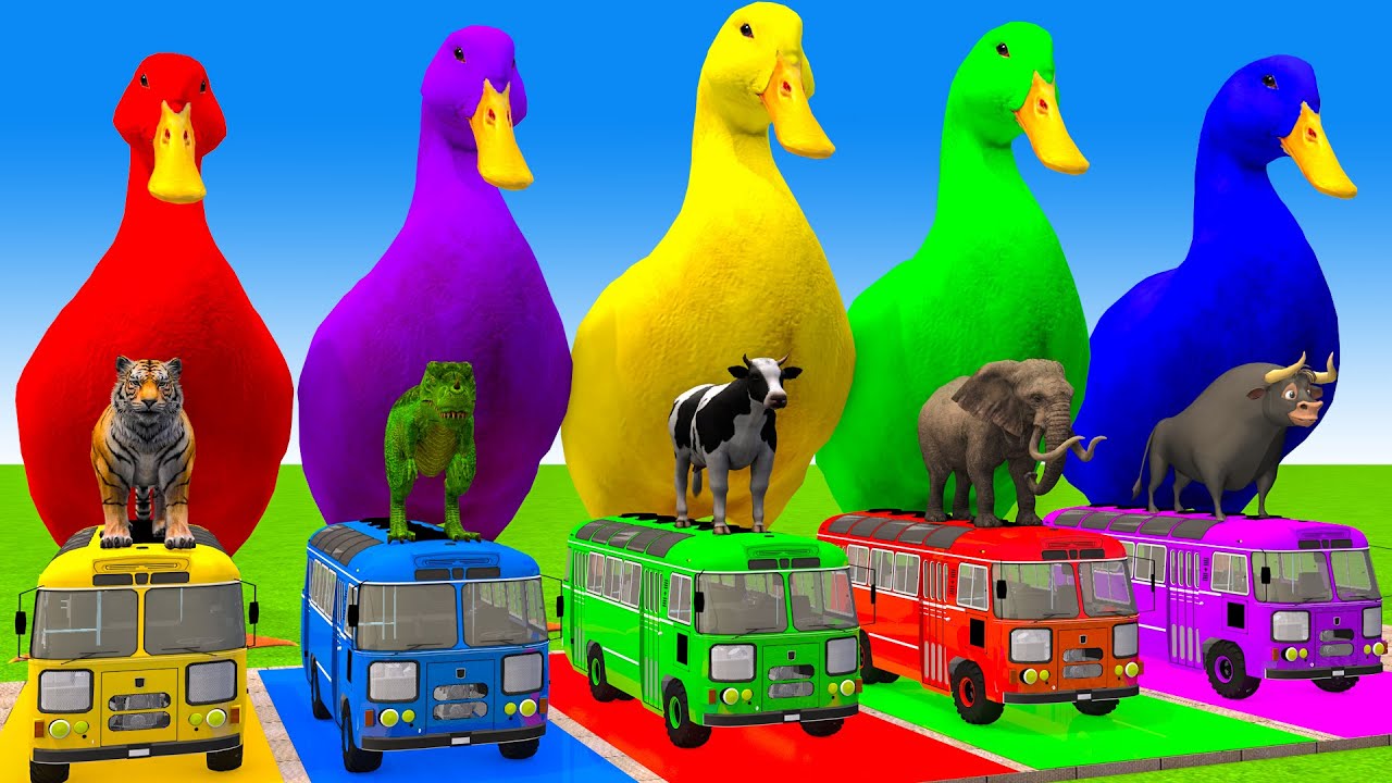 Long Slide Game With Cow Elephant Gorilla Hippopotamus Tiger 3d Animal Game Funny 3d Animals