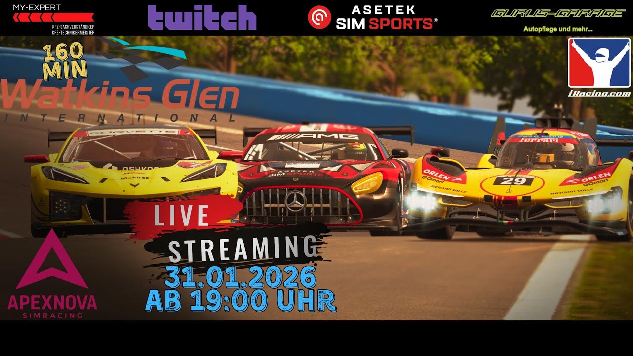 Highlight: iRacing |160 min| Watkins Glen | Apexnova Simracing |  !setup !lurk !yt !guru !exp