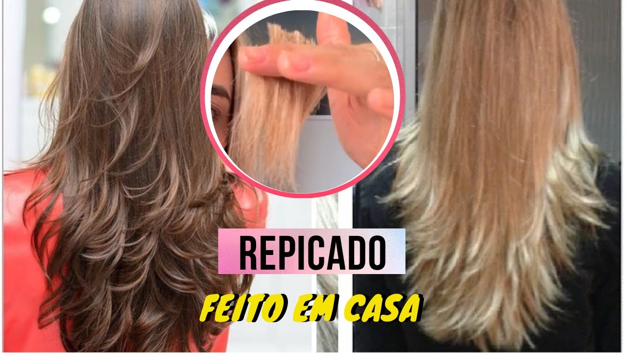 CORTE REPICADO EM CAMADAS SOZINHA FEITO EM CASA