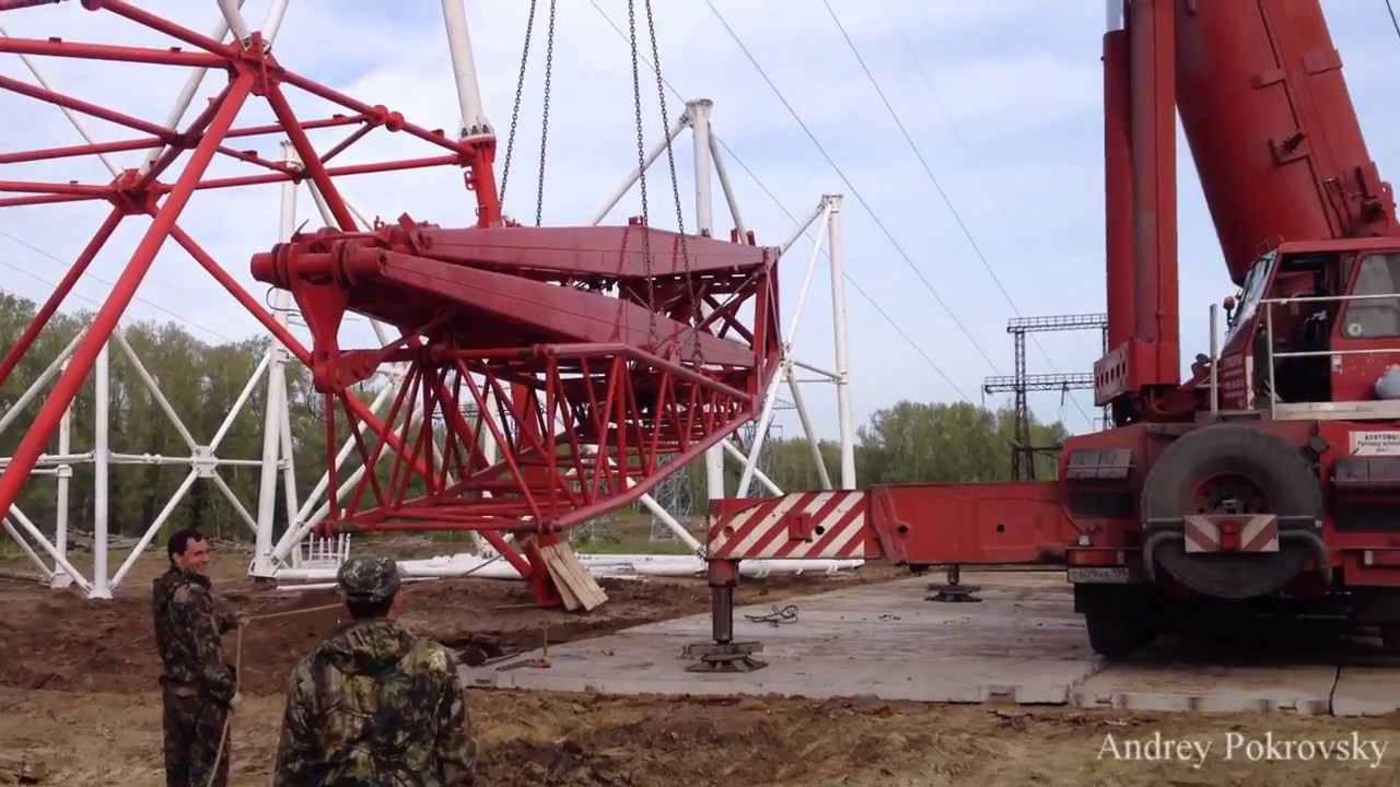 ГРОСКРАН. Автокран 500 тонн - Liebherr LTM 1500, монтаж опор ЛЭП через реку Волгу