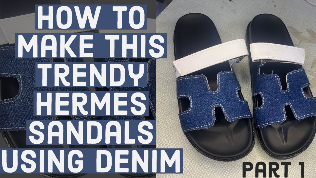 How to make trendy Hermes sandals pattern || how to work with a denim fabric for shoemaking