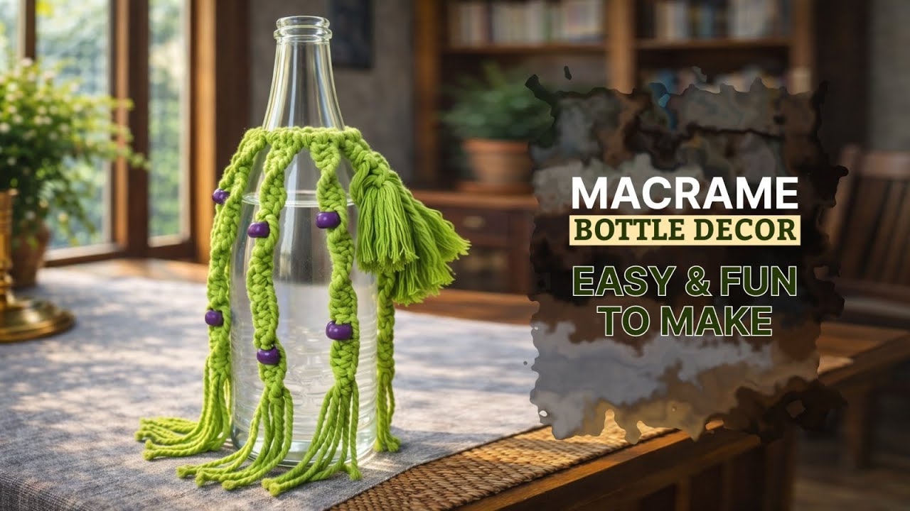 Easy Macrame Bottle Decor Tutorial | DIY Boho Craft for Home Decoration | Beginner-Friendly