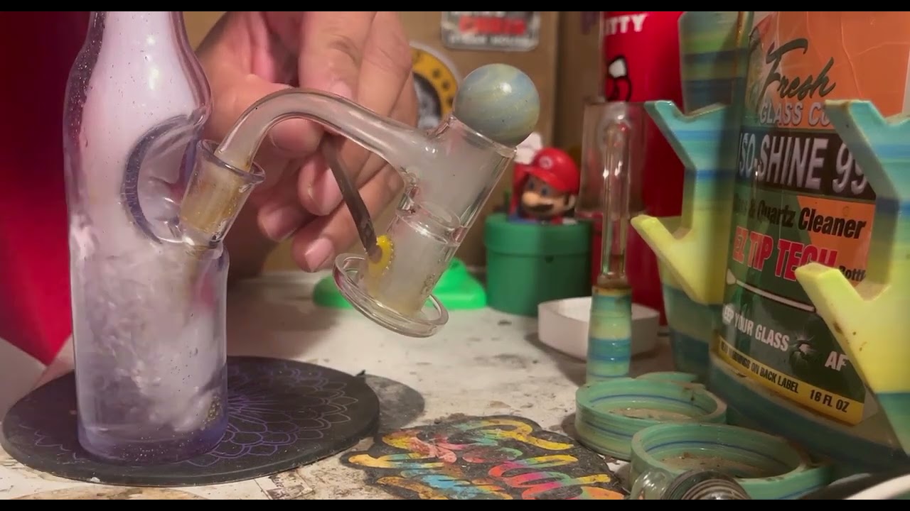 Sanford Glass Bottle with Bear Quartz Slurper smoking raw garden live sauce