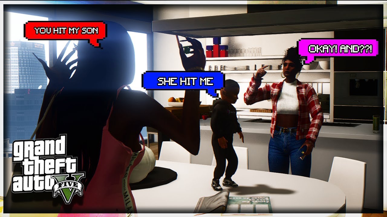GTA 5 ROLEPLAY - GIRLFRIEND FIGHTS BABY MAMA👊🏽 *SHE HIT HER SON* 😈🖐🏽👶🏽(GTA 5 RP)