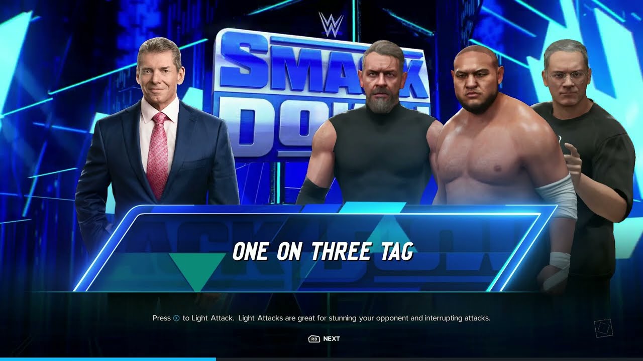 WWE 2K24 MR MCMAHON VS SAMOA JOE, JIM CORNETTE AND CHRISTIAN CAGE | HANDICAP MATCH