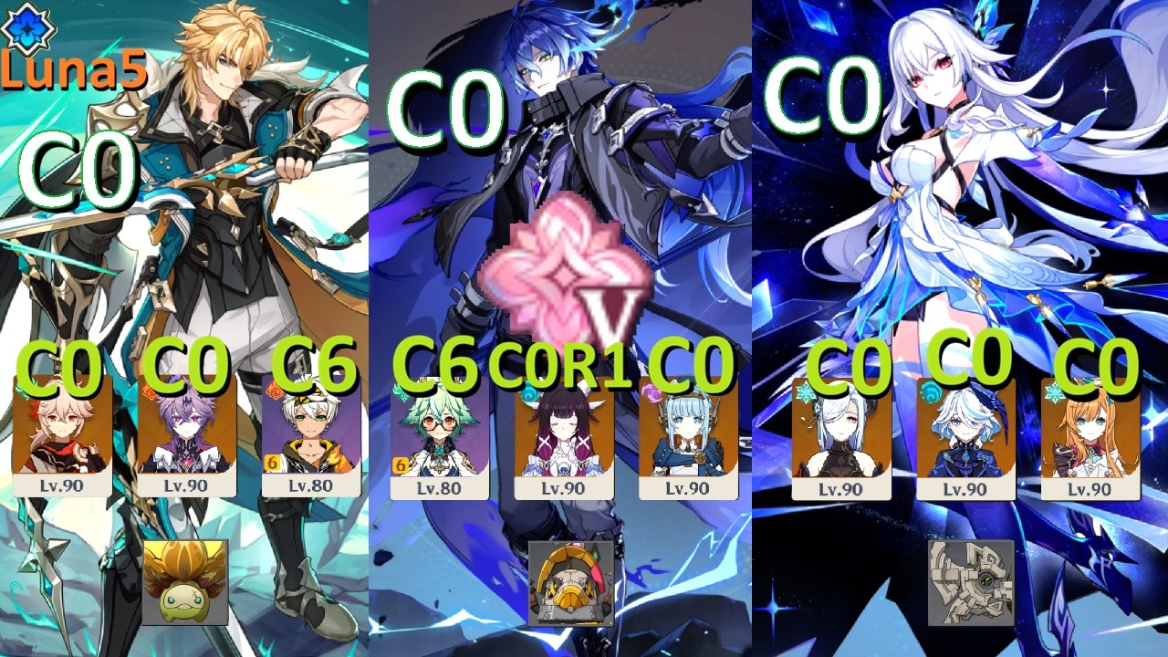 【原神】幽境の激戦 エクストラ Luna5 ファルカ＆フリンズ＆スカーク 【notアルティメット】