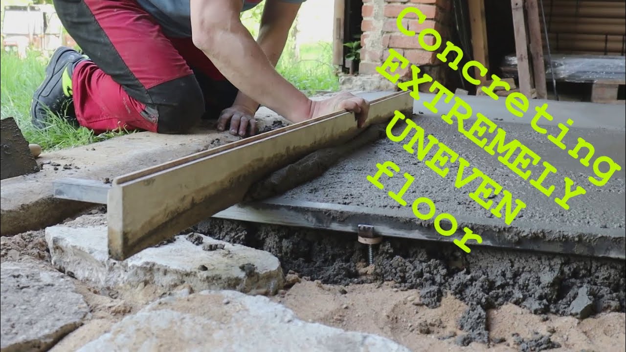 How to LEVEL and CONCRETE  EXTREMELY uneven floor - INNOVATIVE concreting - Concreting guide