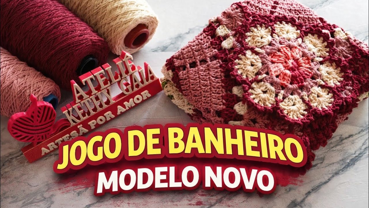 ✨Modelinho Novo de Jogo de banheiro/ Econômico e Facil @driellybelisario #crochês #vlog 