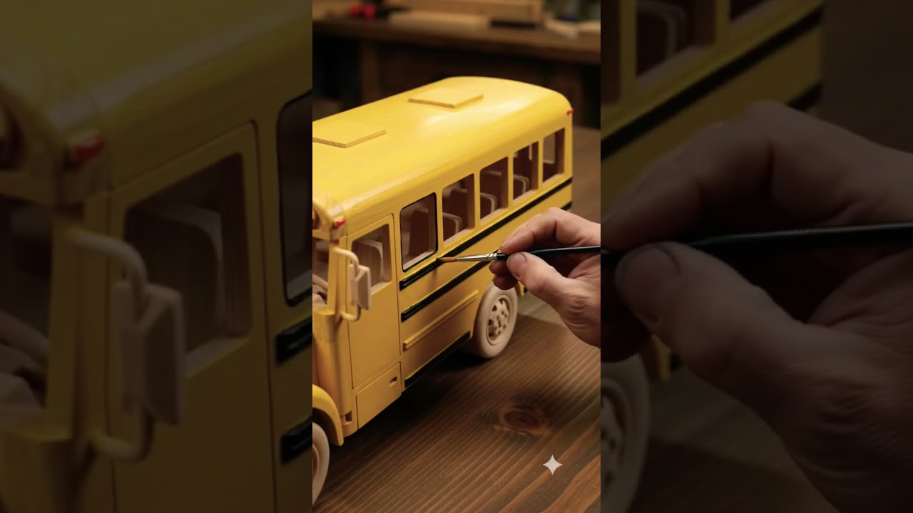 Mini School Bus Making From Wood |#mini#schoolbus