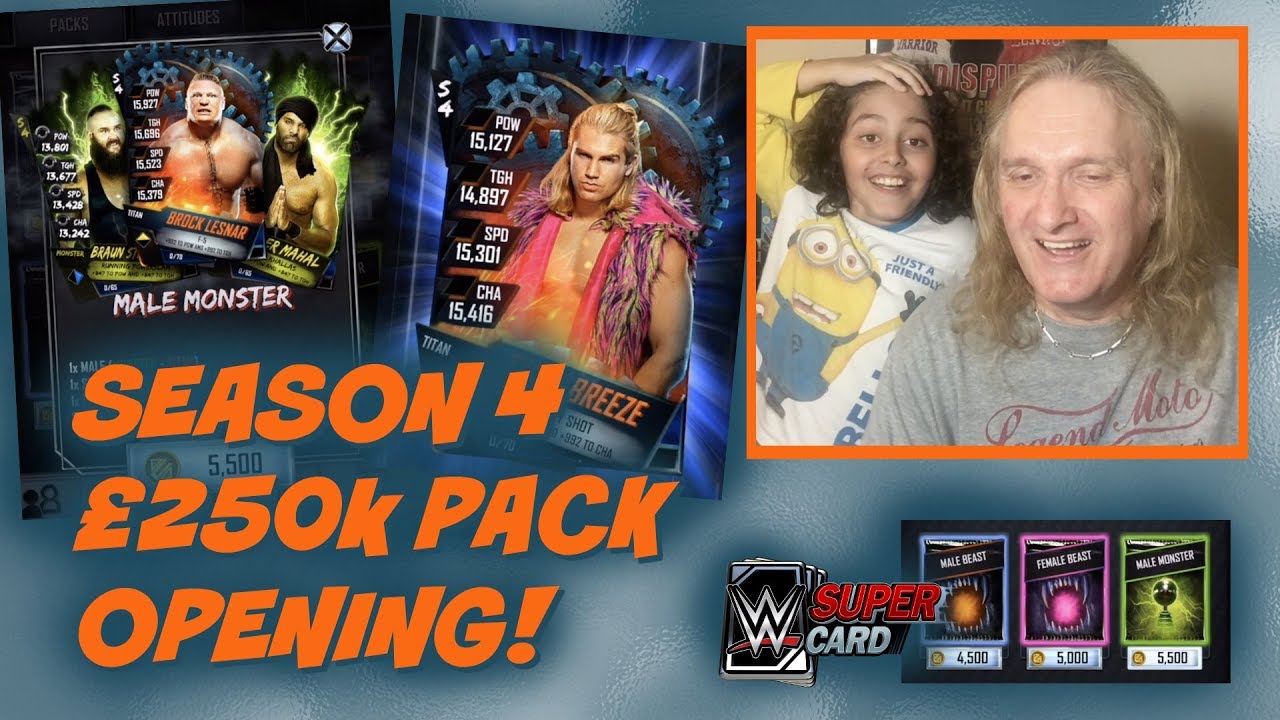 WWE SuperCard Season 4 : 250k Credits and 50K Battle Points Pack Opening!!