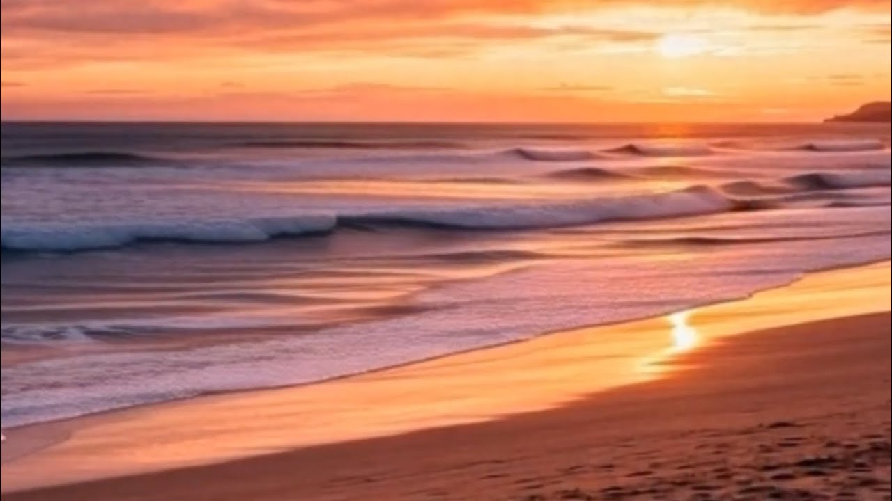Coucher de Soleil Doré sur l’Océan 🌅 | Golden Sunset on Ocean Waves – Relaxing Ambience 1H
