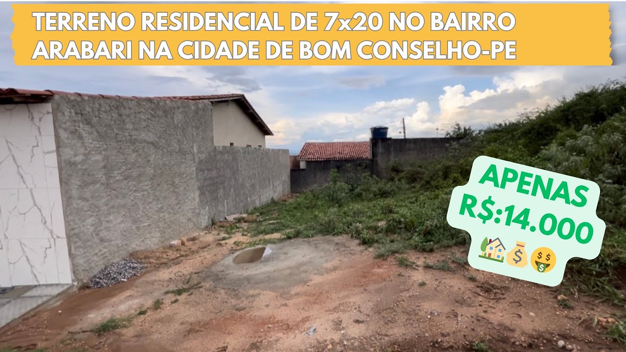 TERRENO RESIDENCIAL COM ÁGUA E ENERGIA NO ARABARI
