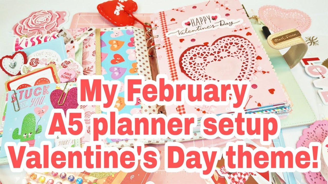 My February A5 planner setup Valentine's Day theme | 2019 | Planning With Eli