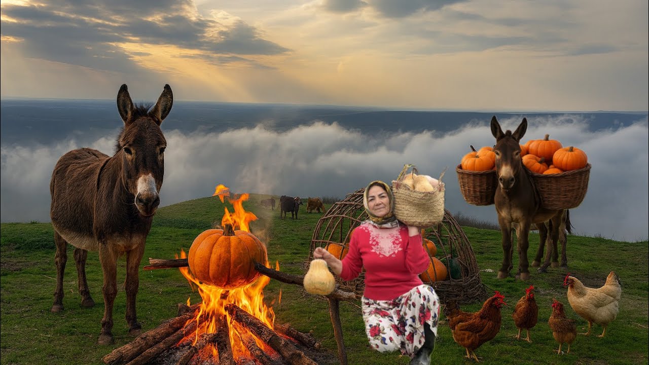 Harvesting Fresh Pumpkins & Cooking Delicious Quick Meals in the Village