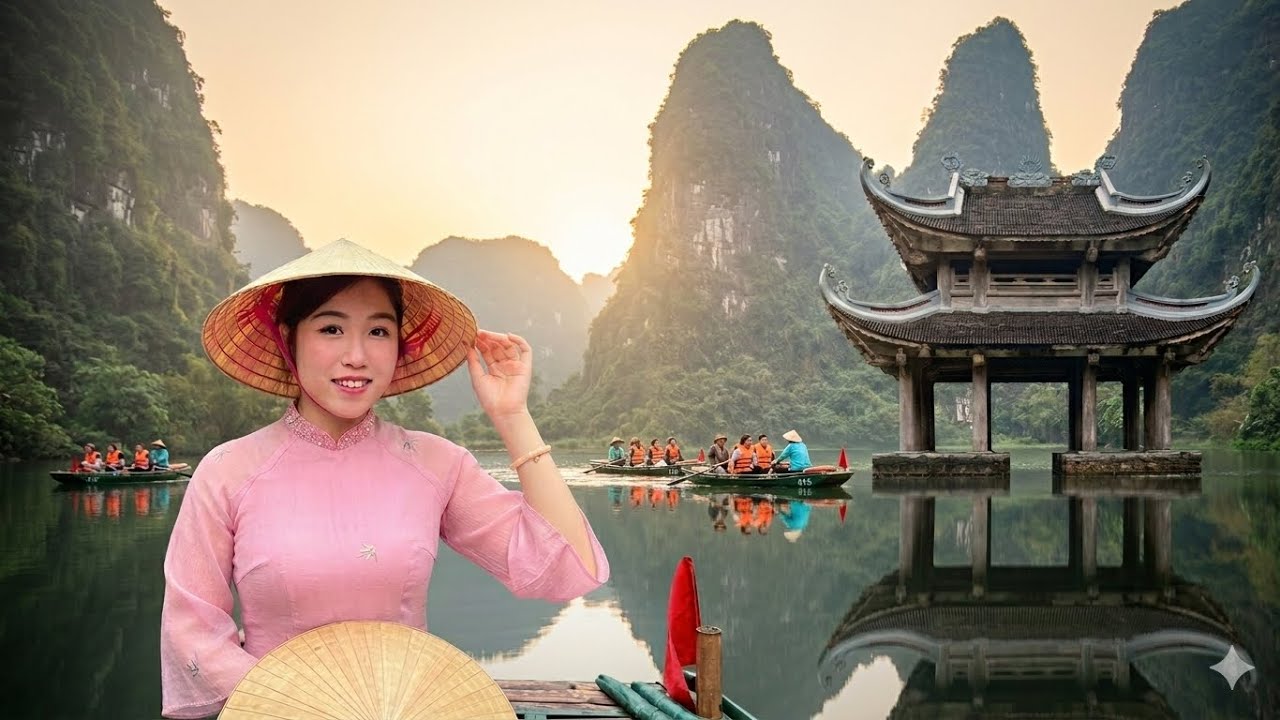 Chuyến du xuân đầu tiên của gia đình mình|Tràng An,khám phá nhà thờ