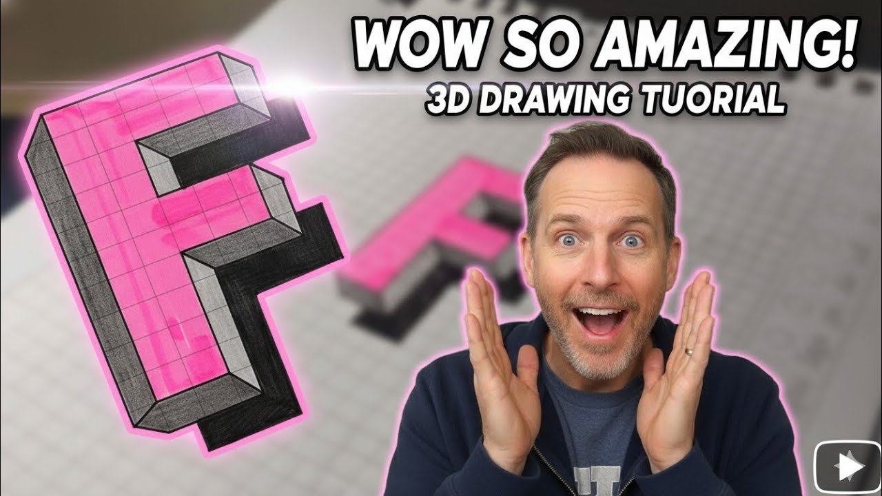 Amazing 3D  Drawing Tutorial  How to Draw Letter F (Easy Trick Art) 