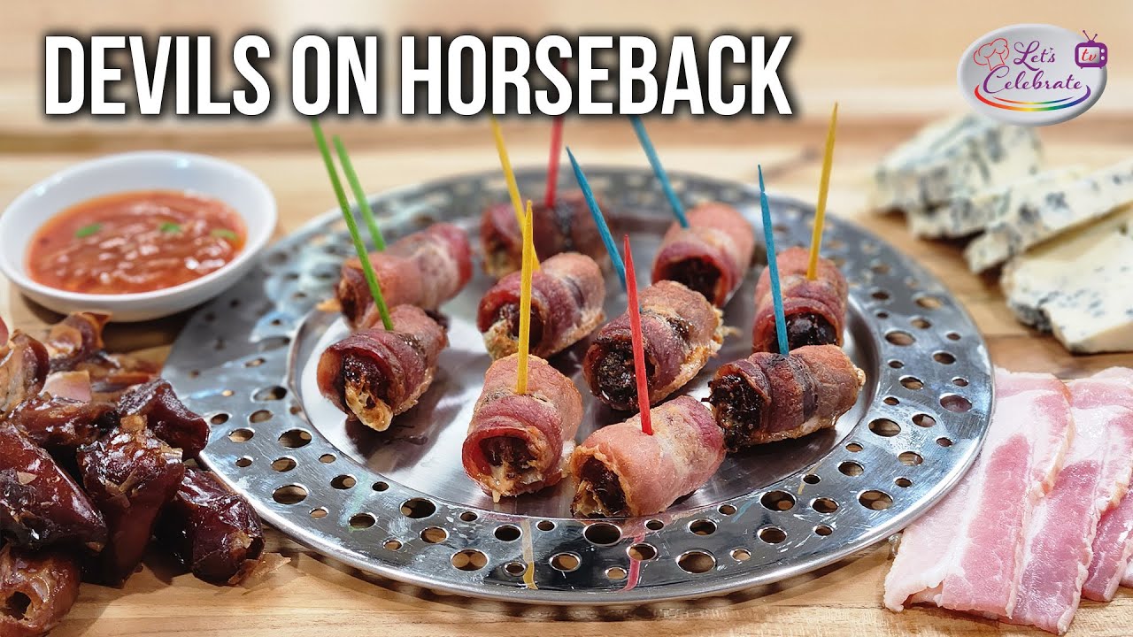 Devils On Horseback: A Tasty Appetizer of Dates, Bacon & Blue Cheese.