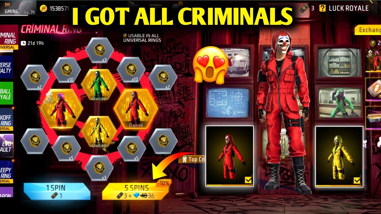 Criminal Ring - One Spin Trick🔥| Criminal Bundle Return Event | Free Fire New Event| Today New Event