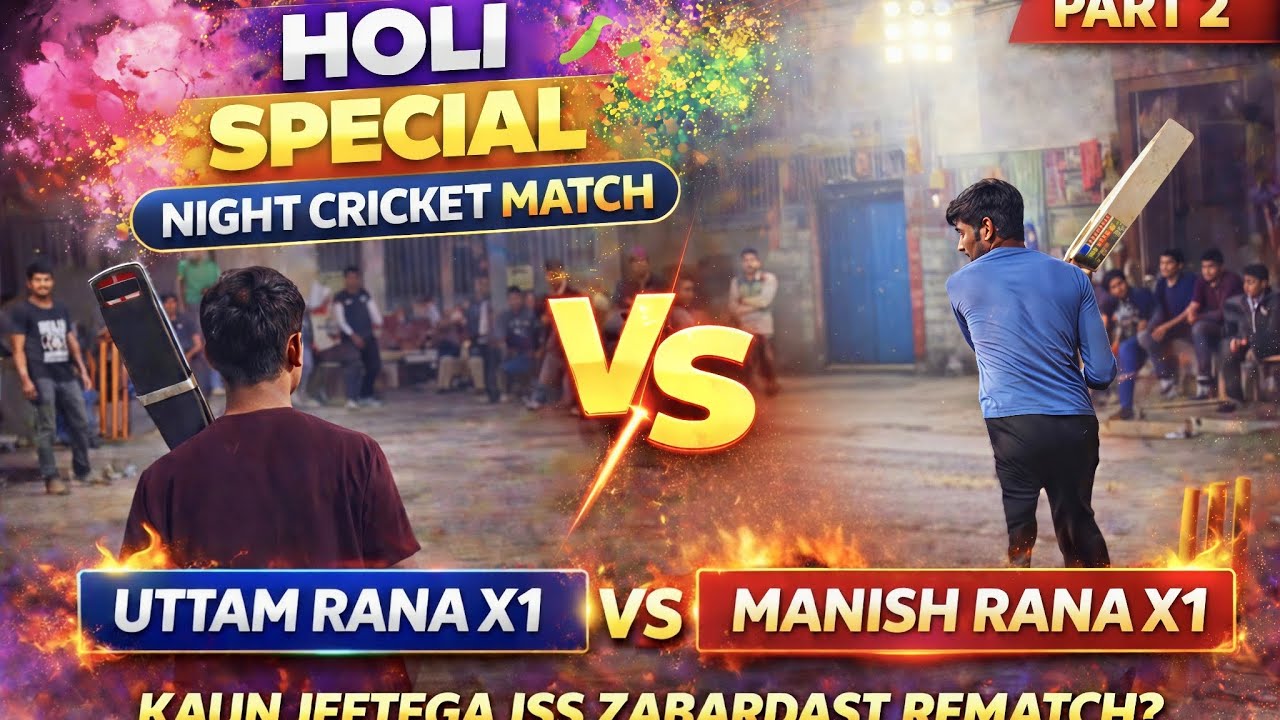 Holi Night Cricket Match Part 2 🔥 | Uttam Rana X1 vs Manish Rana X1 | Gali Cricket Night Match