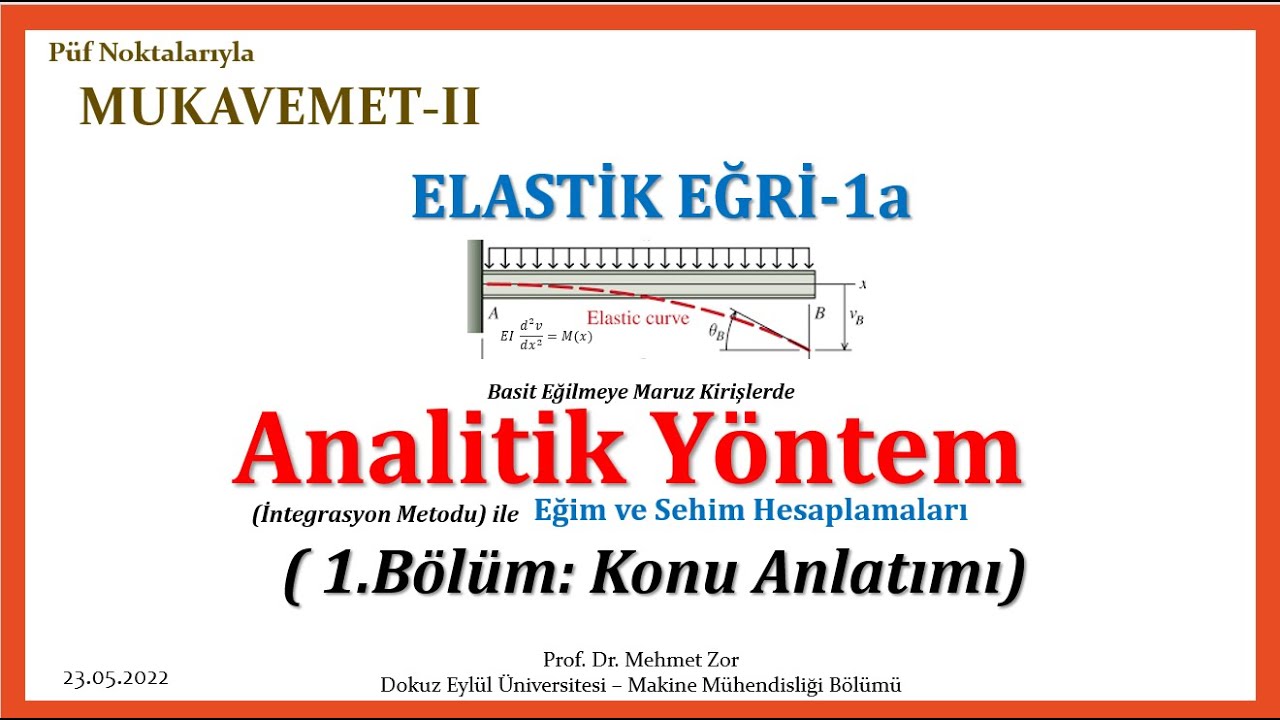 9.1 (Mukavemet 2)/Elastik Eğri-1a/Analitik Yöntem/1.Bölüm: Konu Anlatımı