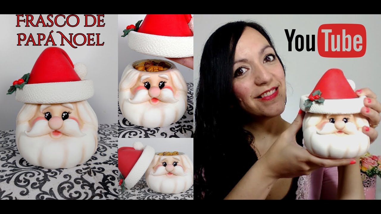 Cómo hacer un frasco de Papá Noel en Porcelana fría / Santa Clus Jar / María Laura Rombolá
