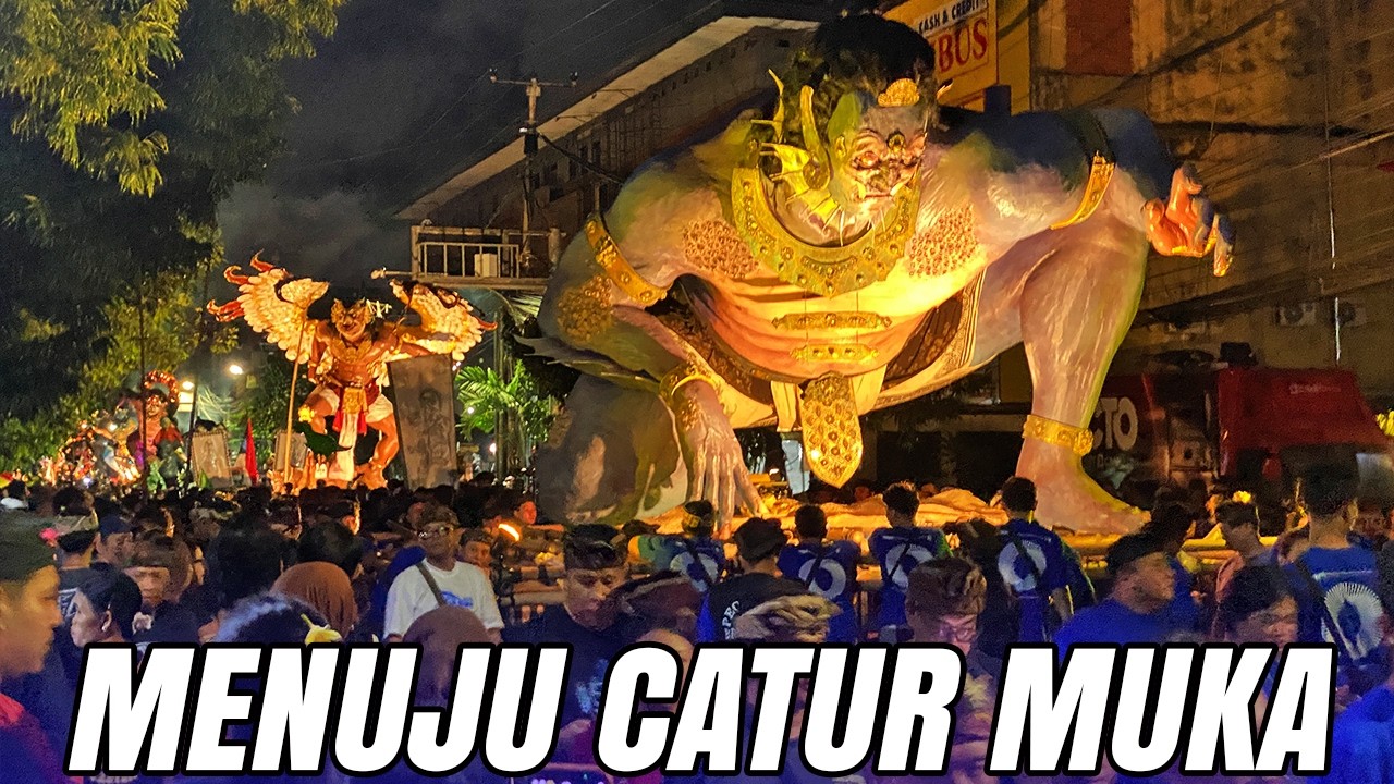 LAUTAN MANUSIA SAKSIKAN OGOH OGOH DENPASAR MENUJU CATUR MUKA TITIK 0 KOTA DENPASAR