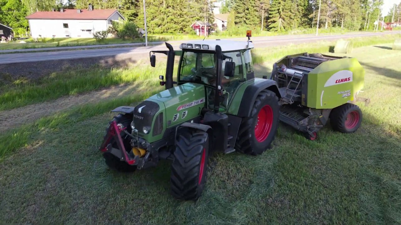 Slåtten 2020: Fendt 718, Claas Rollant 355, Valtra n92, Case IH Maxxum 130, Bailey rundballehenger