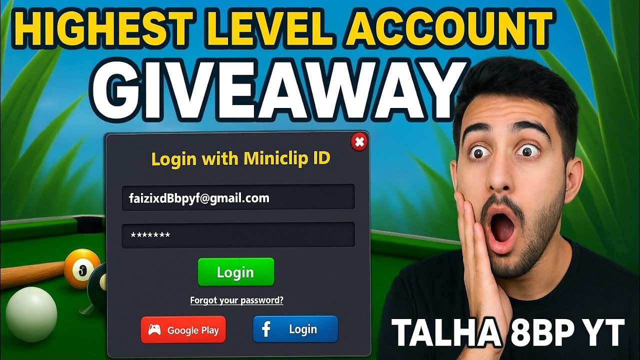 8 BALL POOL - MINICLIP HIGHEST LEVEL ACCOUNT GIVEAWAY 😱FREE FREE FREE😍GO AND LOGIN😱@talhagaming8bpYt