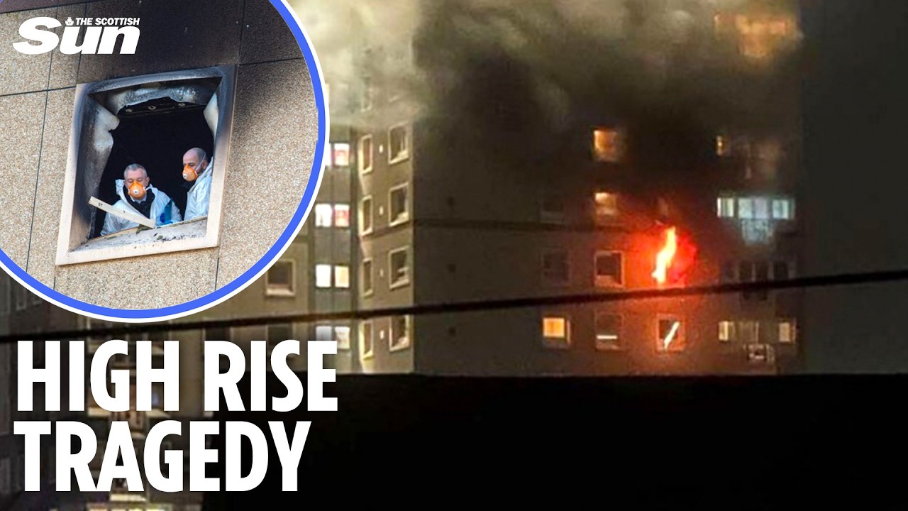 Man dies plunging from high-rise flats after huge fire engulfs Scots tower block