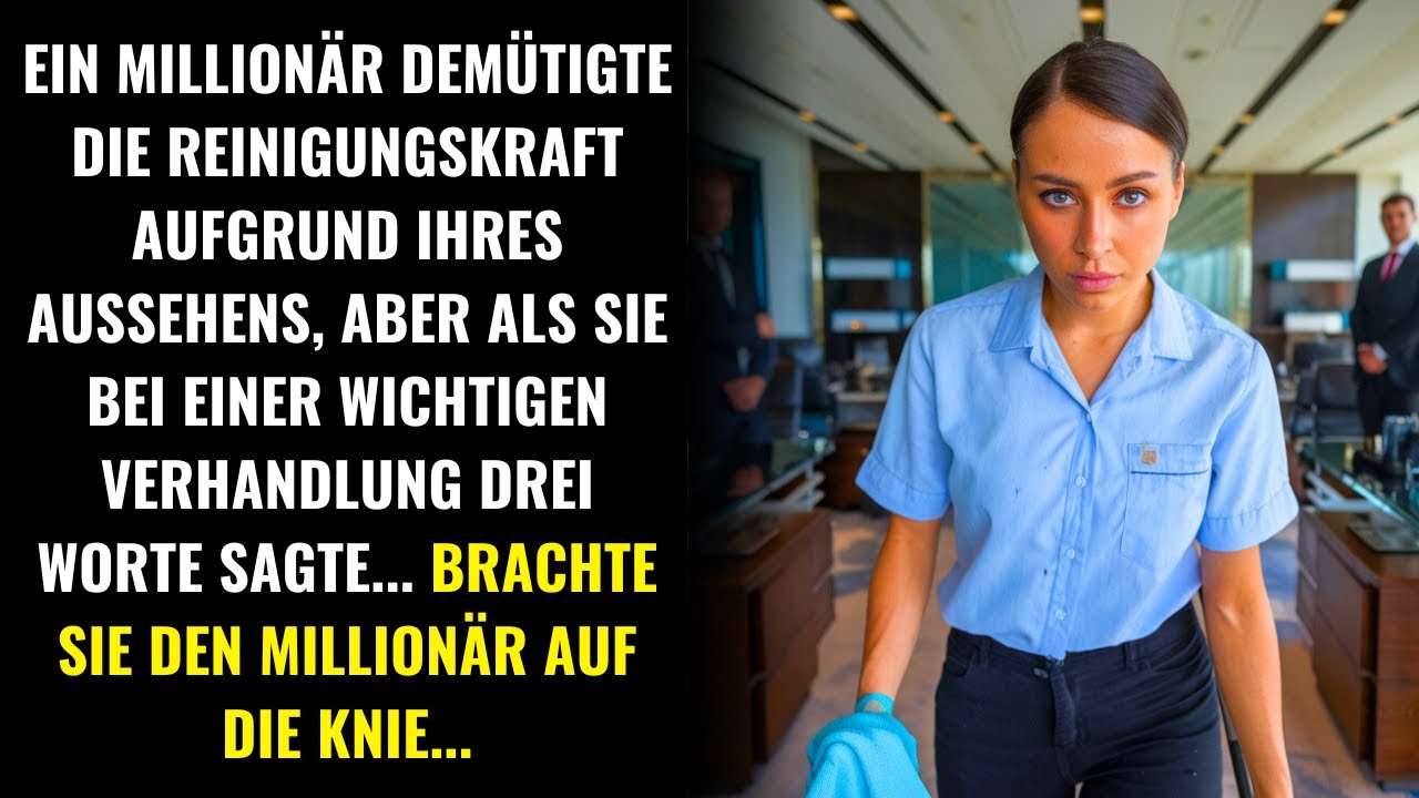 EIN MILLIONÄR DEMÜTIGTE DIE PUTZFRAU, ABER 3 WORTE VON IHR LIEẞEN IHN IN EINER VERHANDLUNG KNIEN...
