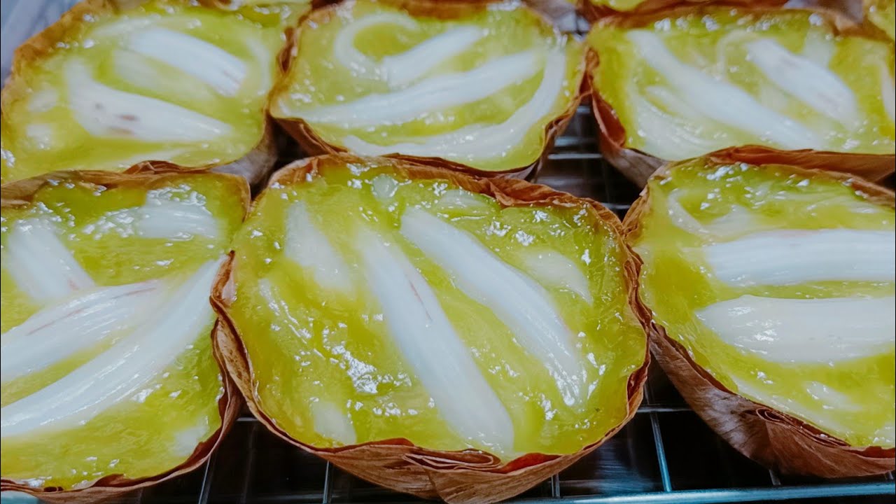 ขนมเข่งใบเตยมะพร้าวอ่อน แป้งเหนียวนุ่มหนึบ หวานมันหอมใบเตยอร่อยมาก