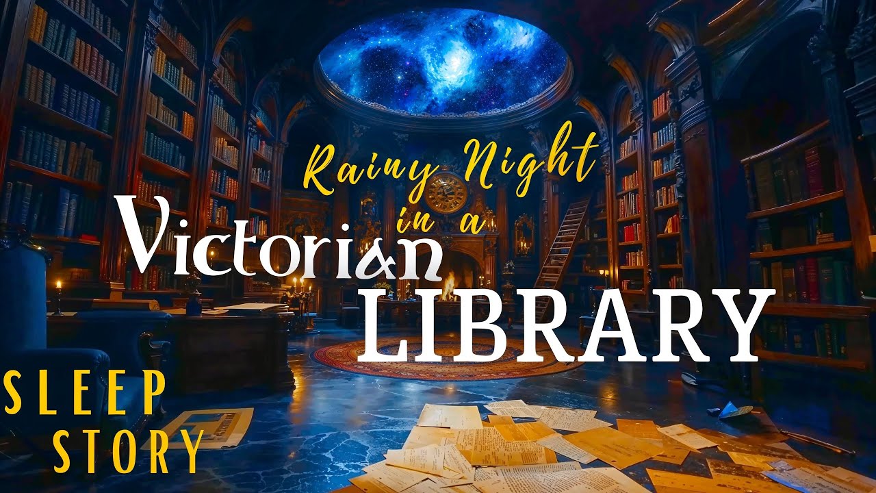 A Night In The Victorian Library: Cozy Sleep Story with Gentle Rain & Thunder Sounds