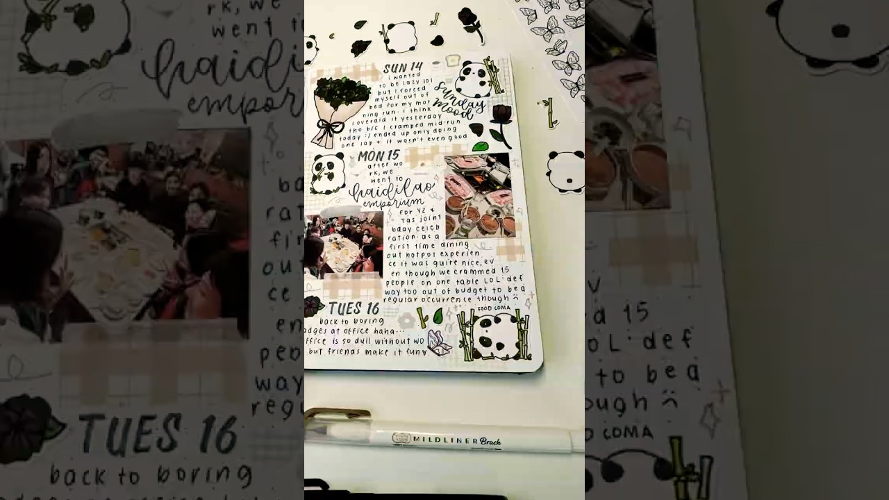 🐼 a panda-stic spread! ✎ journal with me ♡ #shorts #youtubeshorts #asmr