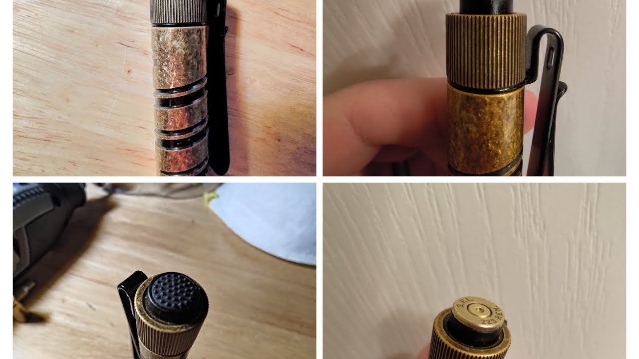 Swapping button on Olight i3T 2 for .223 shell casing.