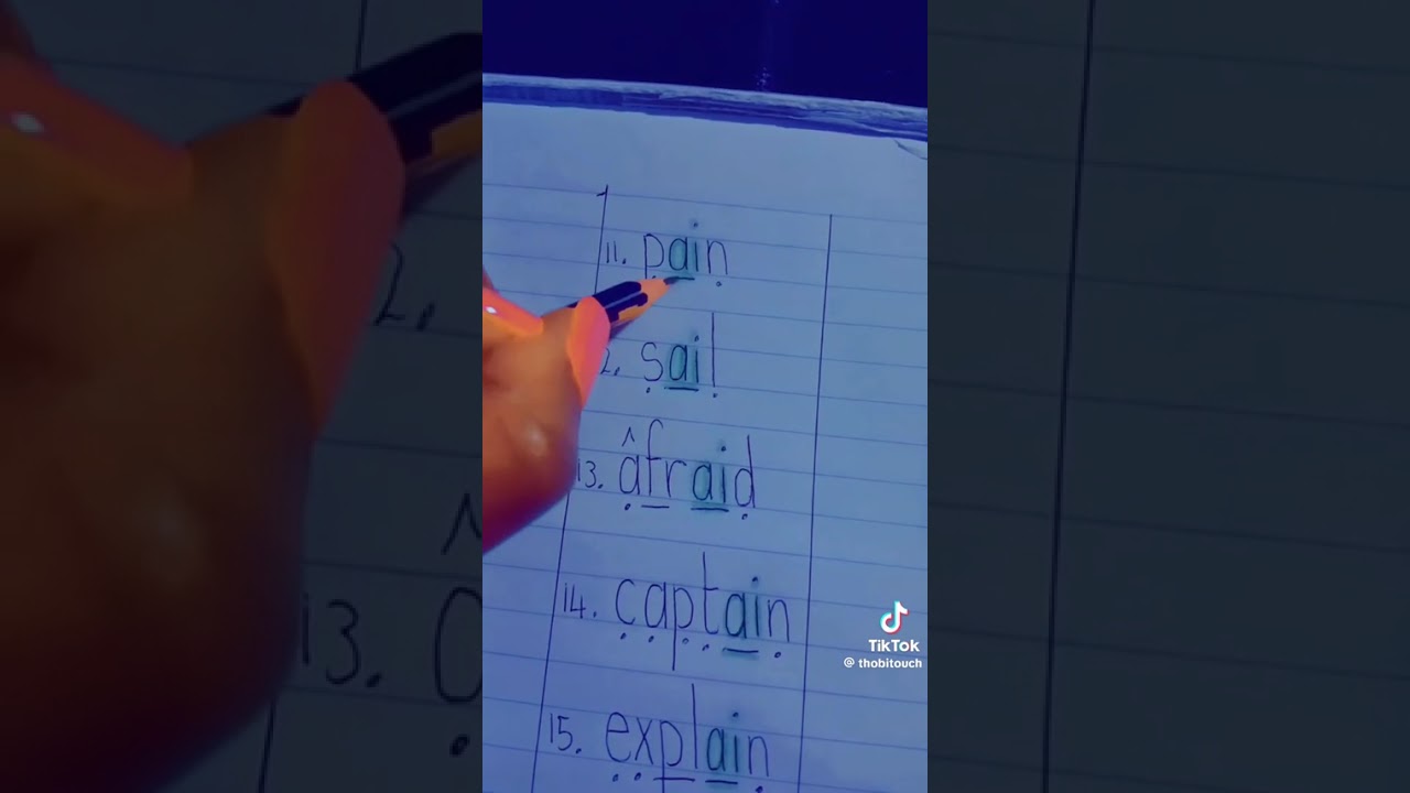 Spelling words: 
